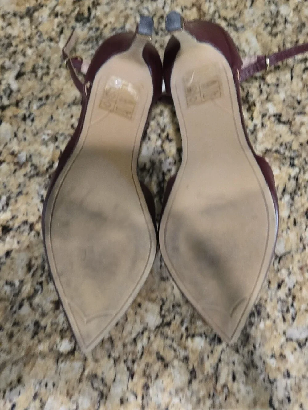 Kelly & Katie Women's Burgundy Pointed Toe Ankle Strap Heels